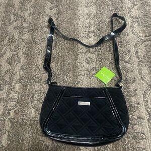 Vera Bradley Black Quilted Crossbody with Patent Trim
